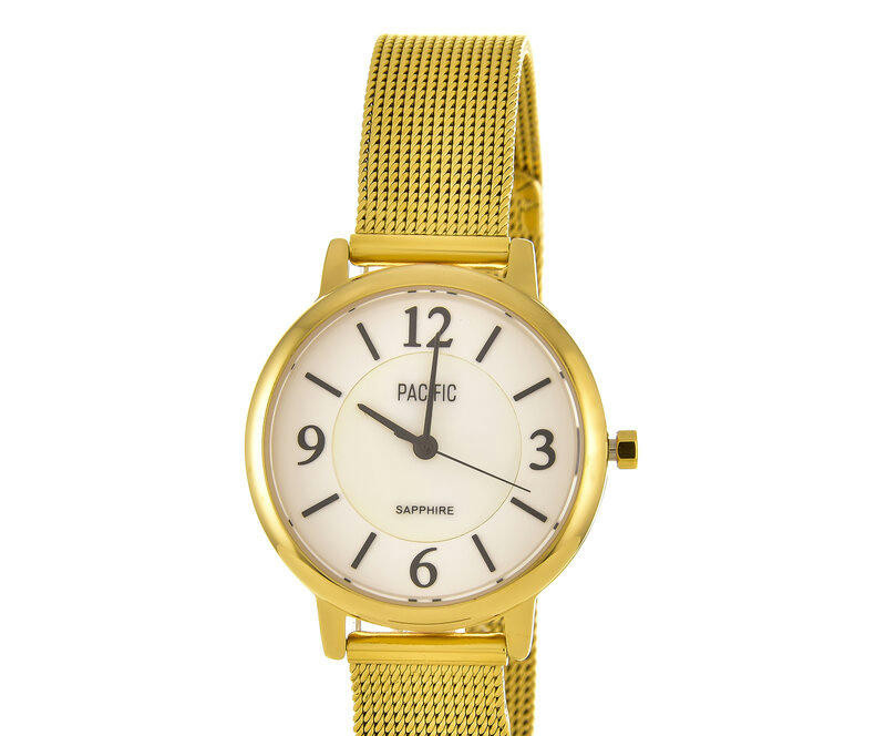 Наручные часы pacific x6147-2 корп-золот циф-бел/черн сетка