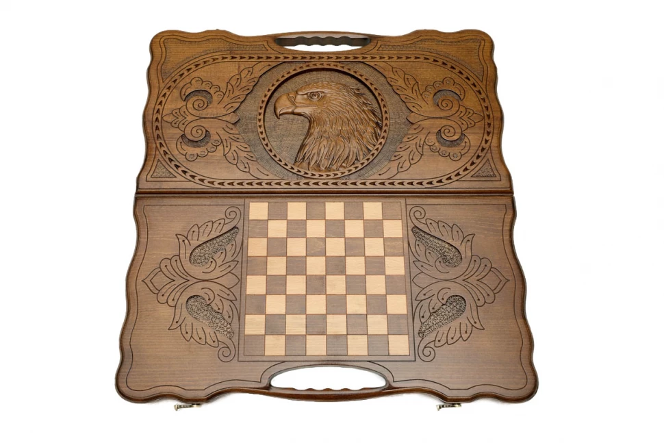 Нарды резные "Орел" с ручкой 60, Haleyan