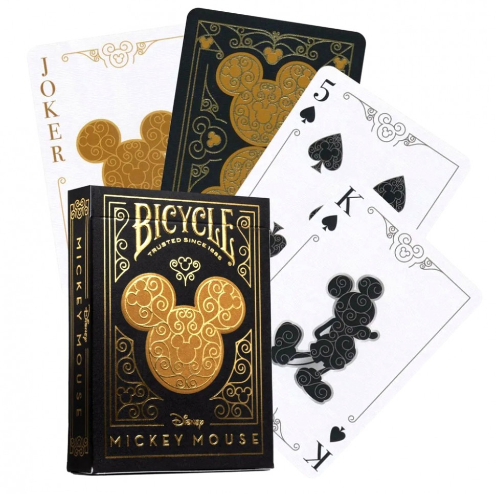 Карты "Bicycle Disney Mickey Standard Index black/gold"