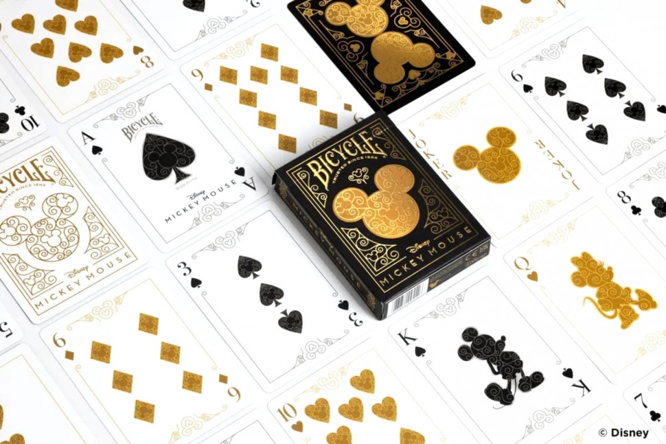 Карты "Bicycle Disney Mickey Standard Index black/gold"