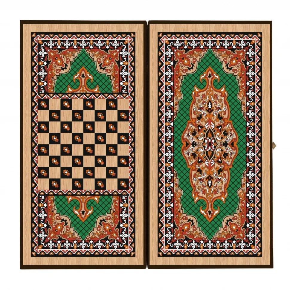 Нарды + Шашки Сирия Зеленые средние (Россия, дерево, 50 см), Partida