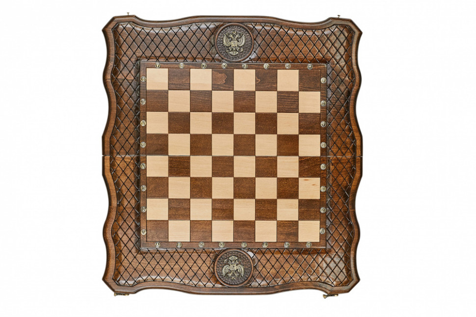 Шахматы + нарды резные "Герб РФ" 60, Haleyan