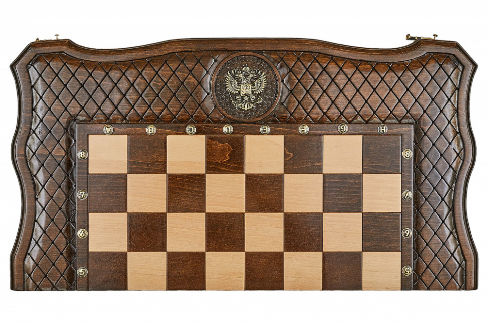 Шахматы + нарды резные "Герб РФ" 60, Haleyan
