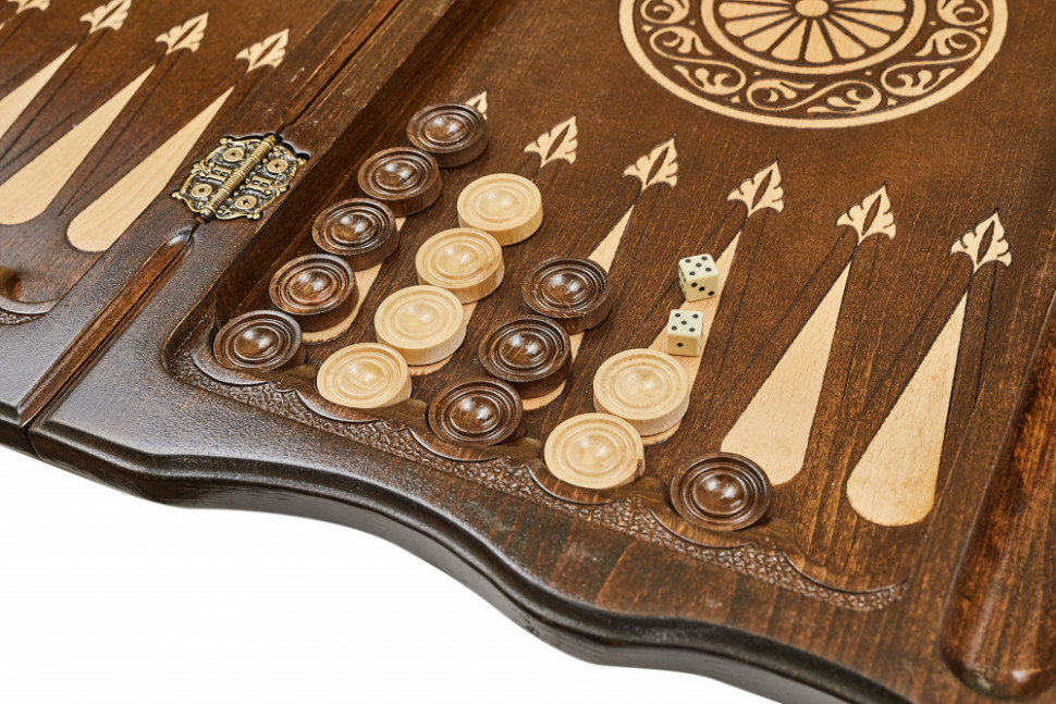 Шахматы + нарды резные "Герб РФ" 60, Haleyan