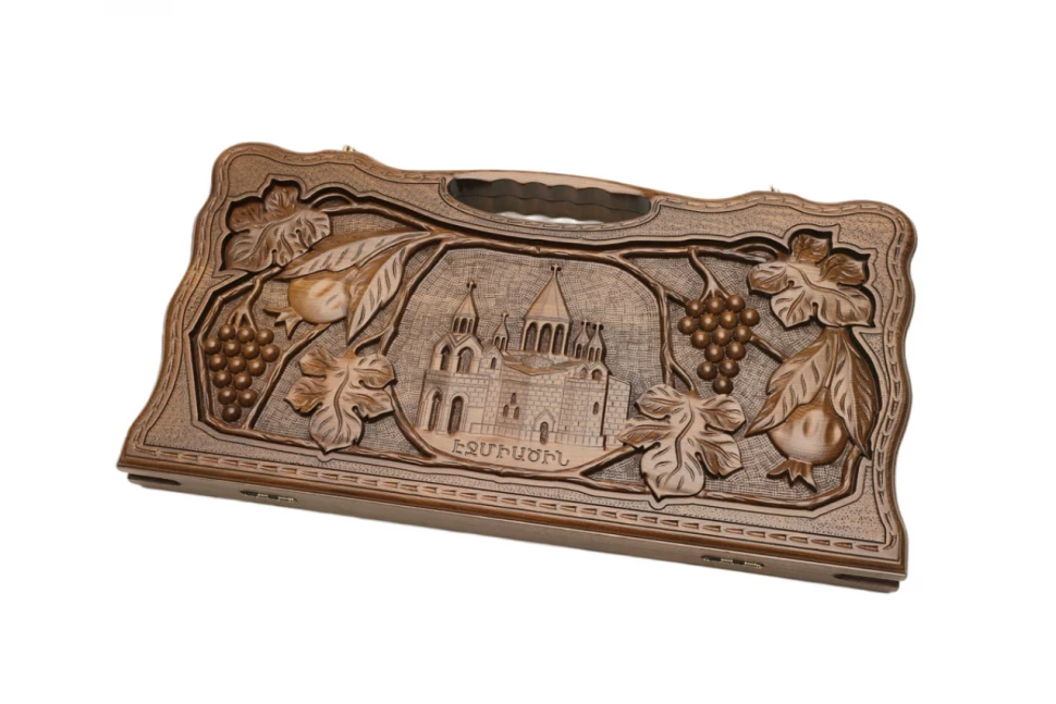 Нарды резные "Эчмиадзин" с ручкой 60, Haleyan