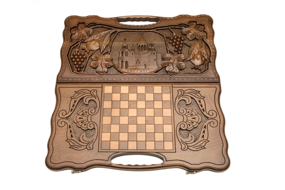 Нарды резные "Эчмиадзин" с ручкой 60, Haleyan