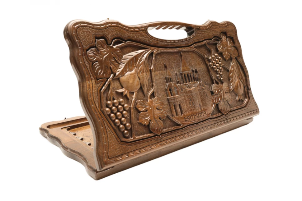 Нарды резные "Эчмиадзин" с ручкой 60, Haleyan