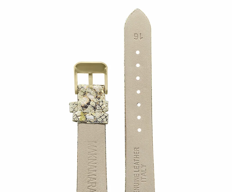 Ремешки maknamara 16 мм жел-чер золото (зол.заст) 16125