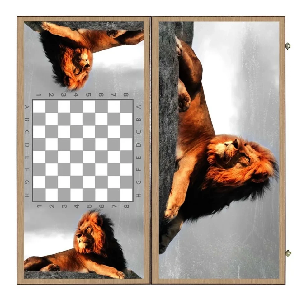 Нарды + Шашки Сирия Лев в Саванне большие (Россия, дерево, 60 см), Partida