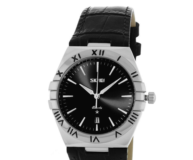 Наручные часы skmei 9257lsibk-b silver/black-leather (man)