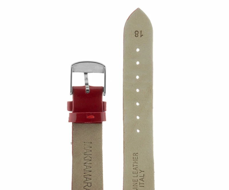 Ремешки maknamara 18 мм алый лак сереб заст МР-18080