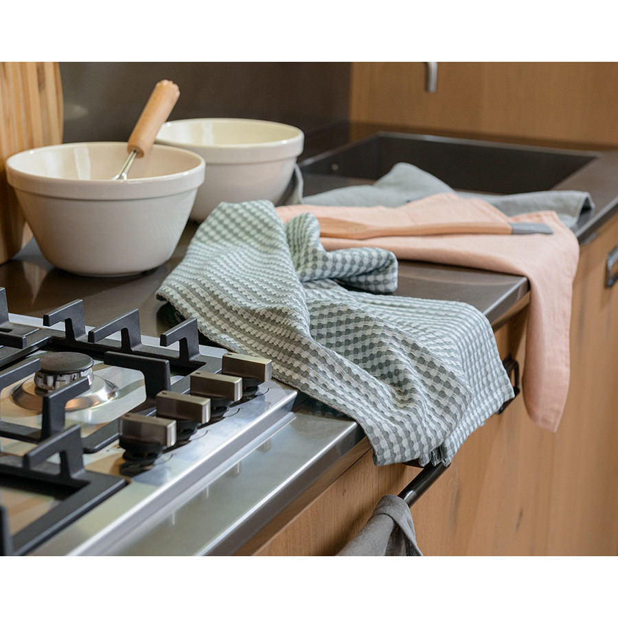Набор вафельных кухонных полотенец серого цвета из умягченного хлопка из коллекции essential, 50х70
