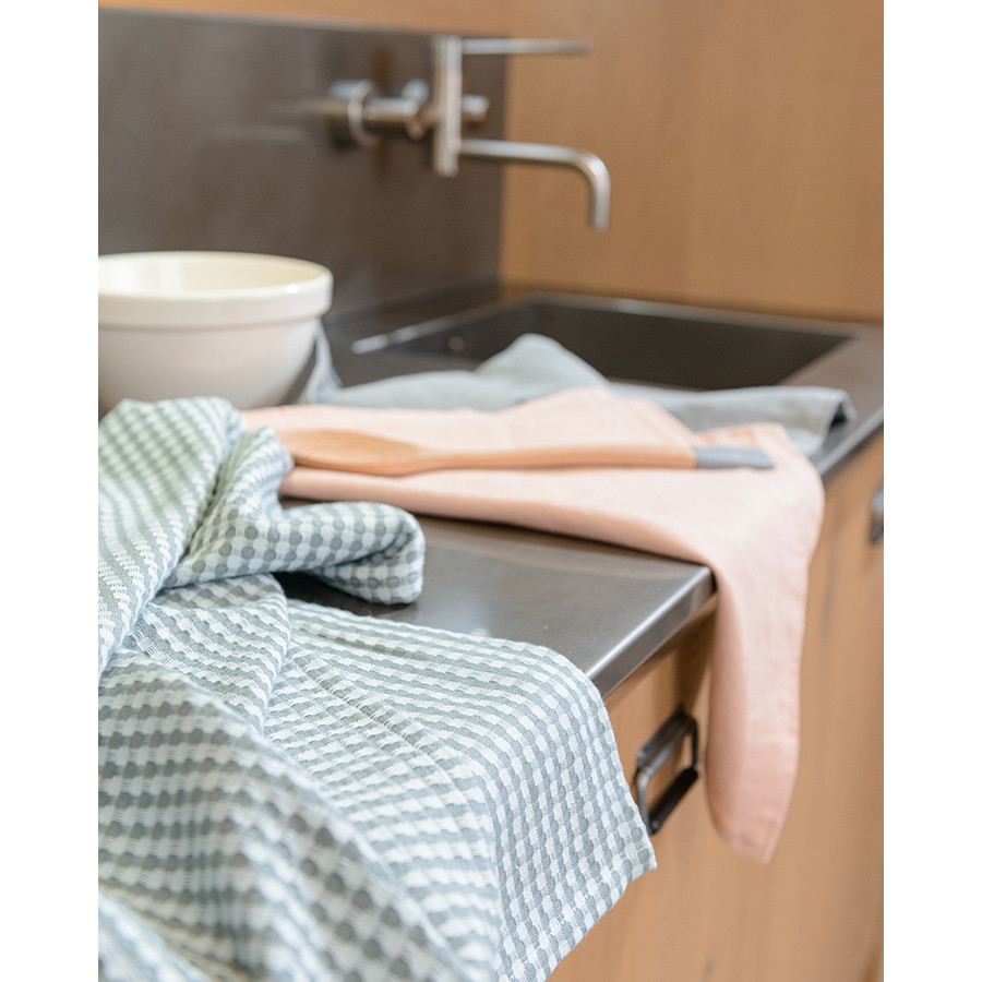 Набор вафельных кухонных полотенец серого цвета из умягченного хлопка из коллекции essential, 50х70