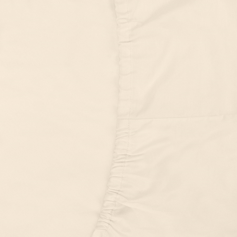 Простыня на резинке из сатина кремового цвета из коллекции essential, 180х200х30 см
