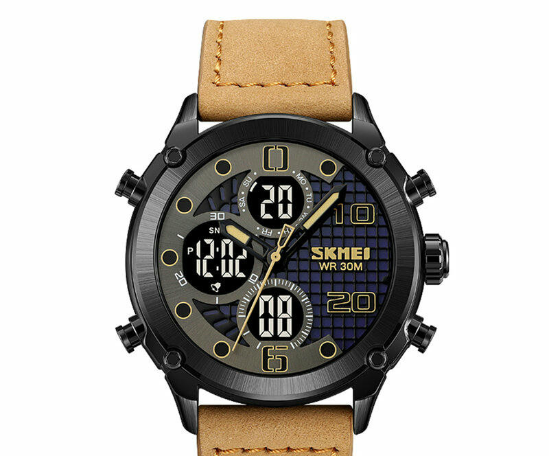 Наручные часы skmei 1975lltbnbk light brown/black-leather