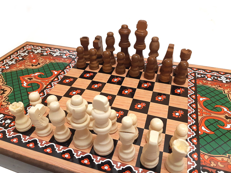 Шахматы + Нарды + Шашки "Сирия Зеленые" большие