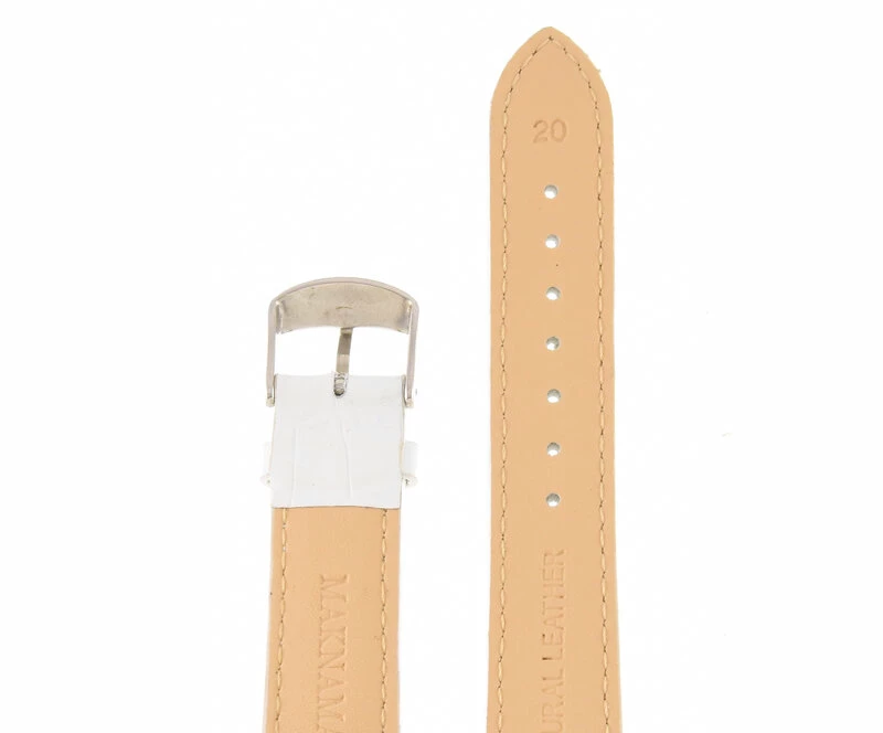 Ремешки maknamara 20 мм croco бел-1 сер заст mp-20101